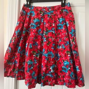 Talbots Petites Red Floral Pleated Skirt, Poppy floral, A-line Size 4P, EUC